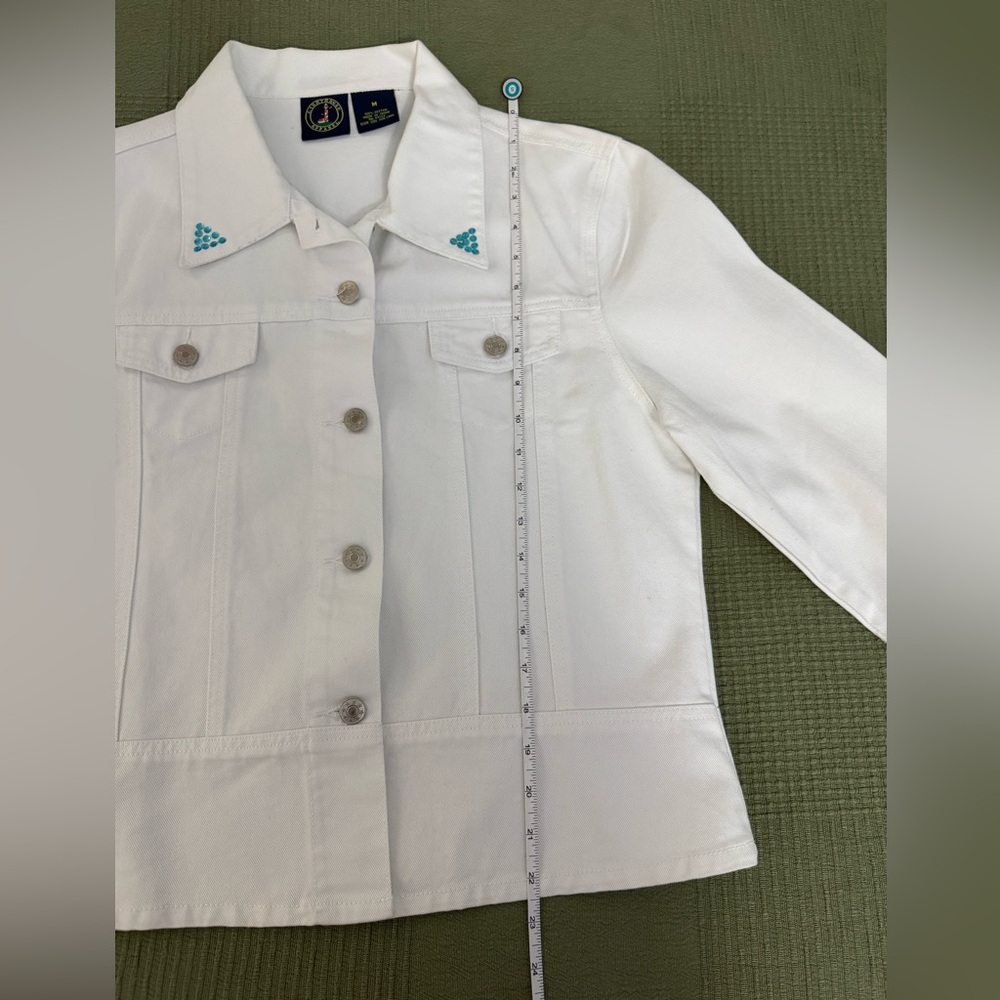Vintage Lighthouse Apparel White Denim Cruise Jacket Size M - Picture 9 of 9